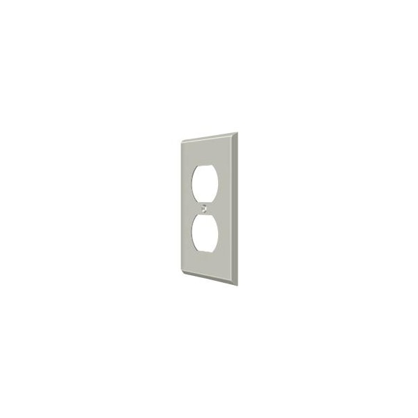 Deltana Double Outlet Switch Plate, Number of Gangs: 1 Solid Brass, Brushed Nickel Finish - SWP4752U15