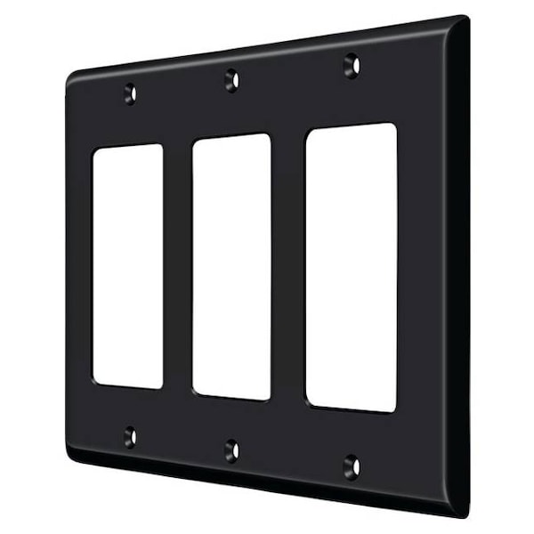 Deltana Triple Rocker Switch Plate, Number of Gangs: 3 Solid Brass, Paint Black Finish - SWP4740U19