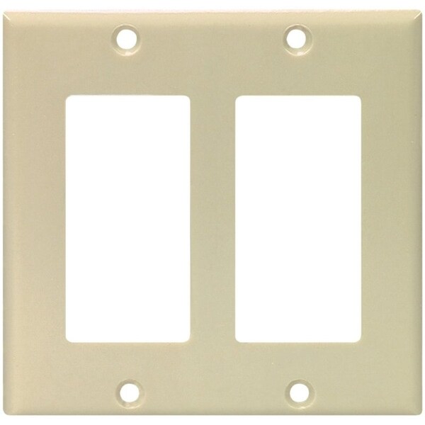 Eaton Wiring Devices 2152 Wallplate, 4-1/2 in L, 4.56 in W, 2 -Gang, Thermoset, Ivory, High-Gloss - 2152V-BOX