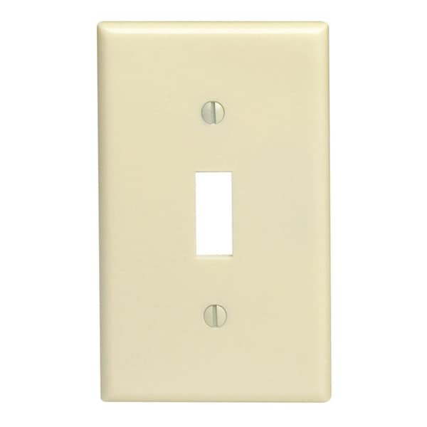 Leviton Wallplate, 4-1/2 in L, 2-3/4 in W, 1 -Gang, Thermoset, Ivory, Smooth, 10PK - M25-86001-IMP