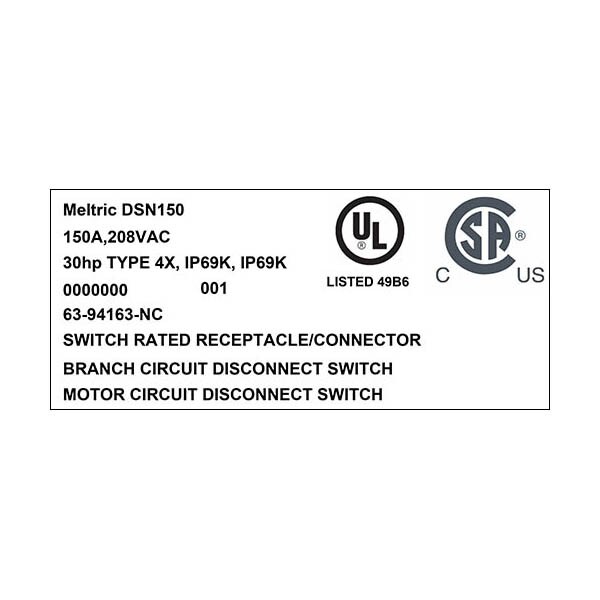 Meltric 63-94163-NC RECEPTACLE NORMALLY CLOSED LID - 63-94163-NC