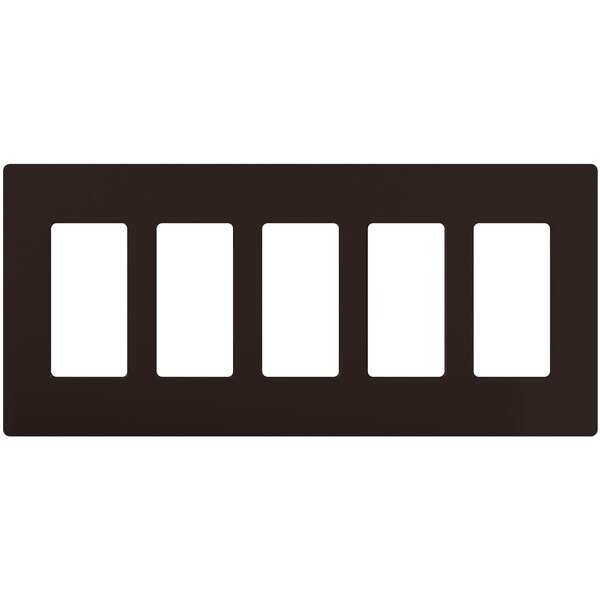 Lutron Designer Wall Plates, Number of Gangs: 5 Gloss Finish, Brown - CW-5-BR