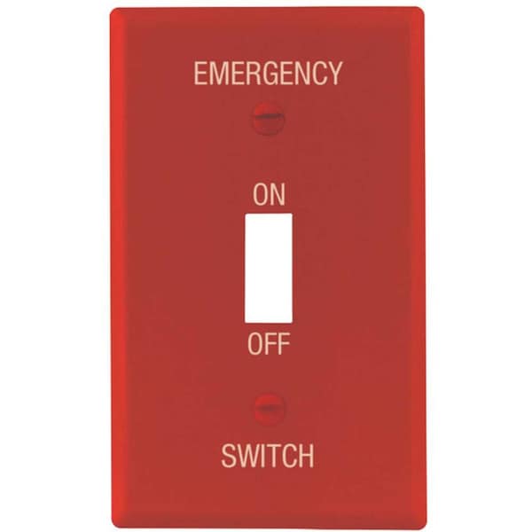 Titan3 Technology Red Smooth 1-Gang Emergency Toggle Standard Metal Wall Plate - TPMSSR-T