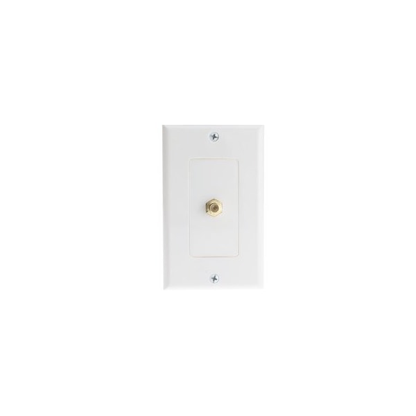 Swe-Tech 3C White Decora Wall Plate with F-pin Coupler, F-pin Female - FWT200-253WH