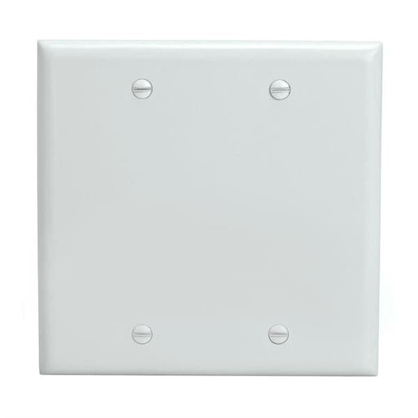 Cmple Blank 2 Gang Thermoplastic Panel Wall Plate GFCI, White - 232-N