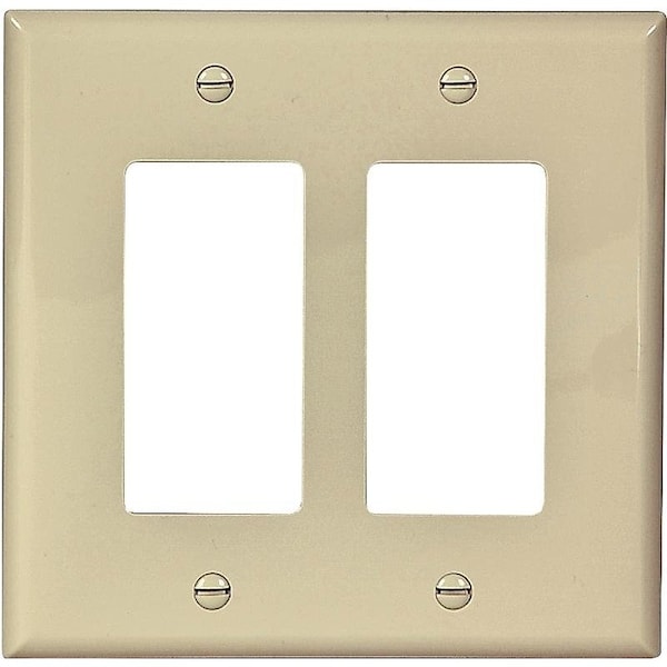 Eaton Wiring Devices Wallplate, 412 in L, 456 in W, 2 Gang, Polycarbonate, Ivory, HighGloss - PJ262V