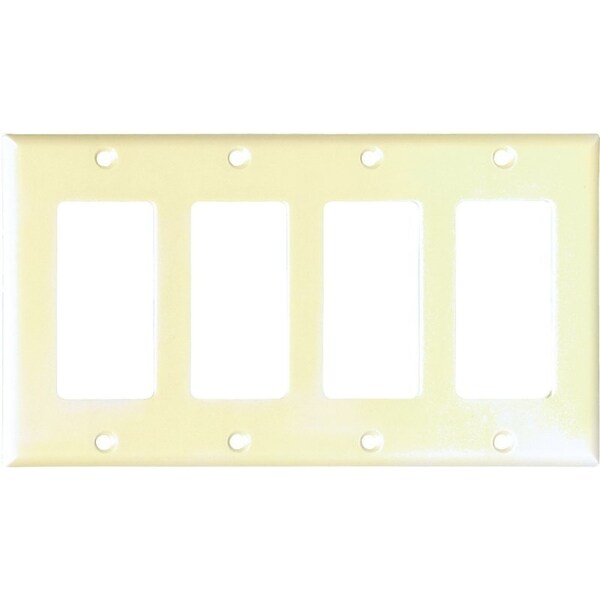 Eaton Wiring Devices 2164 Wallplate, 4-1/2 in L, 8.19 in W, 4 -Gang, Thermoset, Ivory, High-Gloss - 2164V-BOX