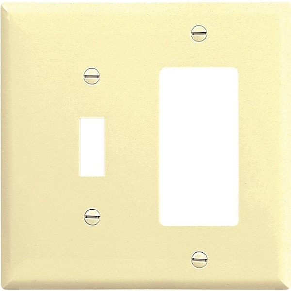 Eaton Wiring Devices Combination Wallplate, 4-1/2 in L, 4-9/16 in W, 2 -Gang, Thermoset, Ivory - 2153V-BOX