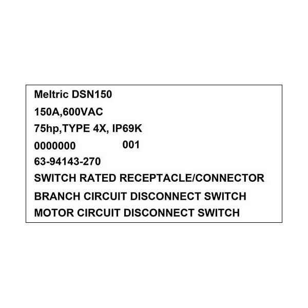 Meltric 63-94143-270 RECEPTACLE AUXILIARY SWITCH - 63-94143-270