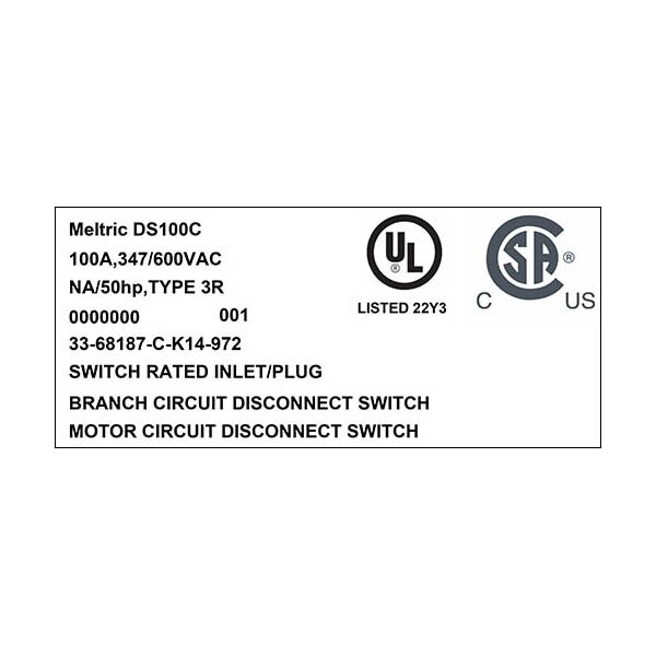 Meltric 33-68187-C-K14-972 INLET - 33-68187-C-K14-972