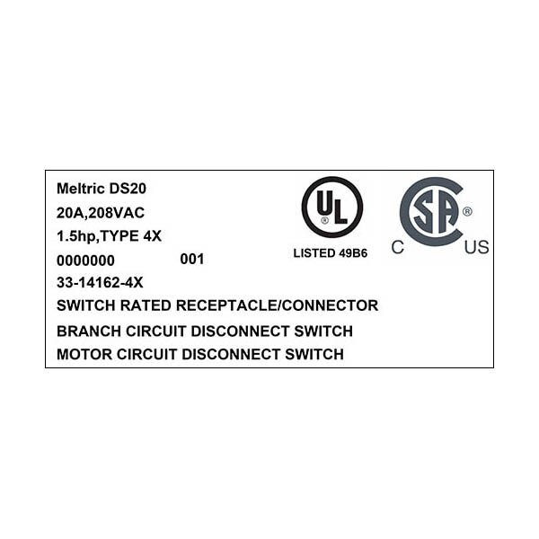 Meltric 33-14162-4X RECEPTACLE TYPE 4X WATERTIGHTNESS - 33-14162-4X