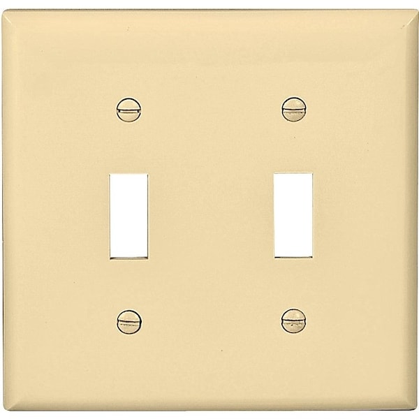 Eaton Wiring Devices Wallplate, 4-1/2 in L, 4.56 in W, 2 -Gang, Nylon, Ivory, High-Gloss - 5139V-BOX
