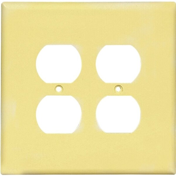 Eaton Wiring Devices Receptacle Wallplate, 5-1/4 in L, 5-5/16 in W, 2 -Gang, Thermoset, Ivory - 2750V-BOX