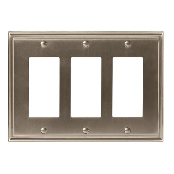 Amerock Mulholland 3 Rocker Wall Plates, Number of Gangs: 3 Zinc, Satin Nickel Finish - BP36520G10