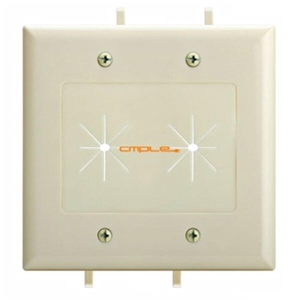 Cmple Cable Plate with Flexible Opening- 2 Gang - Lite Almond - 1237-N