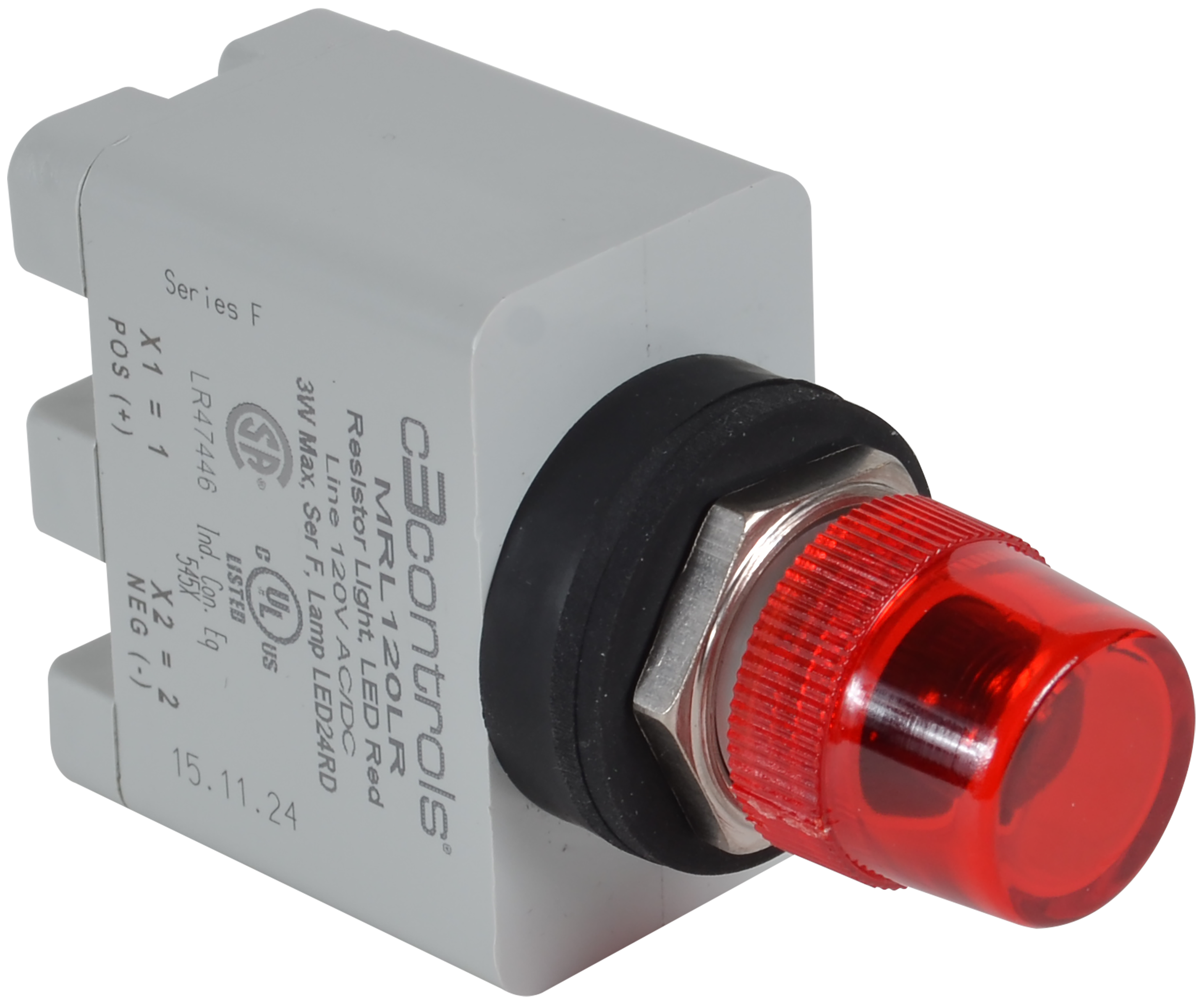 C3Controls 16mm Indicating Light, Full Voltage, 12V AC/DC, Clear Lens - MFVL12NL-MPLLCR