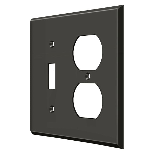 Deltana Single Switch/Double Outlet Switch Plate, Number of Gangs: 2 Solid Brass, Oil Rubbed Bronze Finish - SWP4762U10B