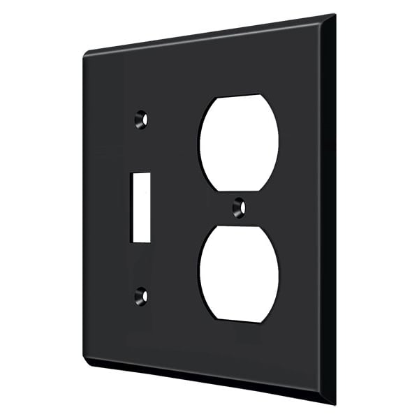 Deltana Single Switch/Double Outlet Switch Plate, Number of Gangs: 2 Solid Brass, Paint Black Finish - SWP4762U19