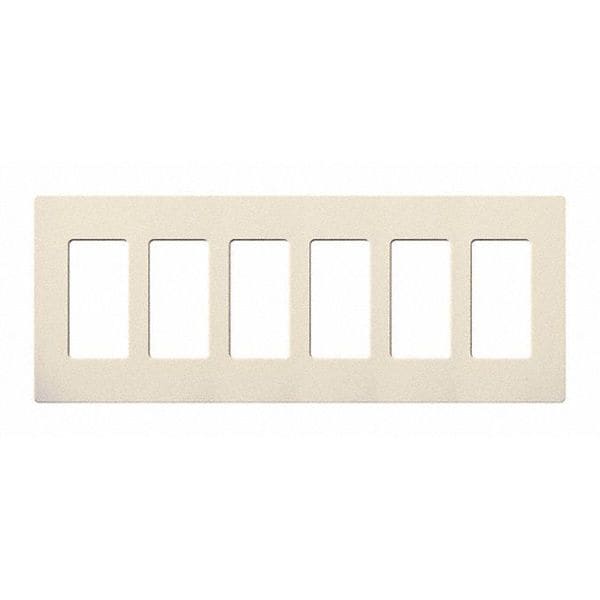 Lutron Designer Wall Plates, Number of Gangs: 6 Thermoset, Gloss Finish, Light Almond - CW-6-LA