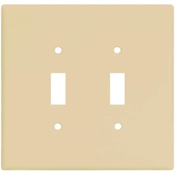 Eaton Wiring Devices Wallplate, 514 in L, 531 in W, 2 Gang, Thermoset, Ivory - 2149V-BOX