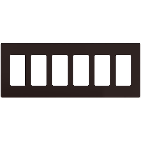 Lutron Designer Wall Plates, Number of Gangs: 6 Thermoset, Gloss Finish, Brown - CW-6-BR