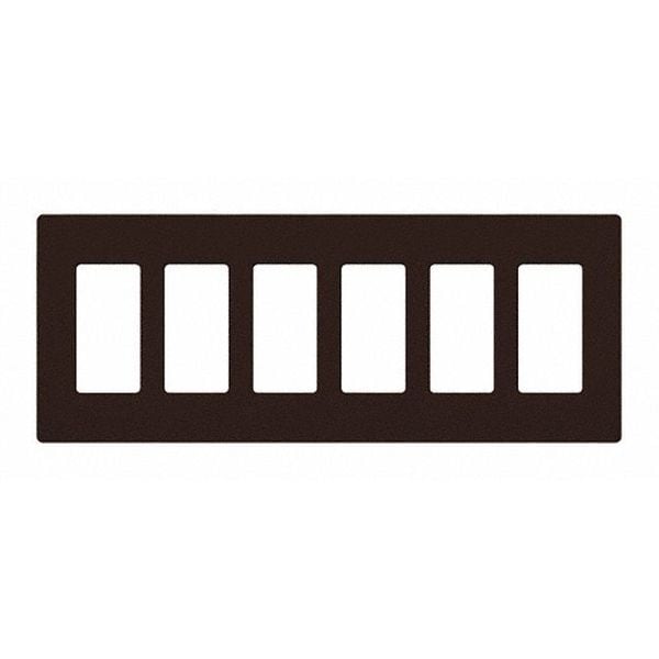 Lutron Designer Wall Plates, Number of Gangs: 6 Thermoset, Gloss Finish, Brown - CW-6-BR