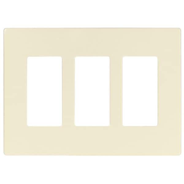 Eaton Wiring Devices PJS Wallplate, 4.87 in L, 6-3/4 in W, 3 -Gang, Polycarbonate, Light Almond - PJS263LA