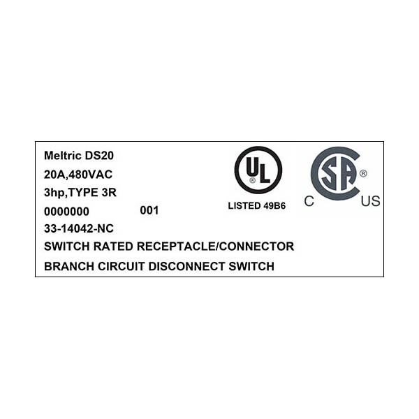 Meltric 33-14042-NC RECEPTACLE NORMALLY CLOSED LID - 33-14042-NC