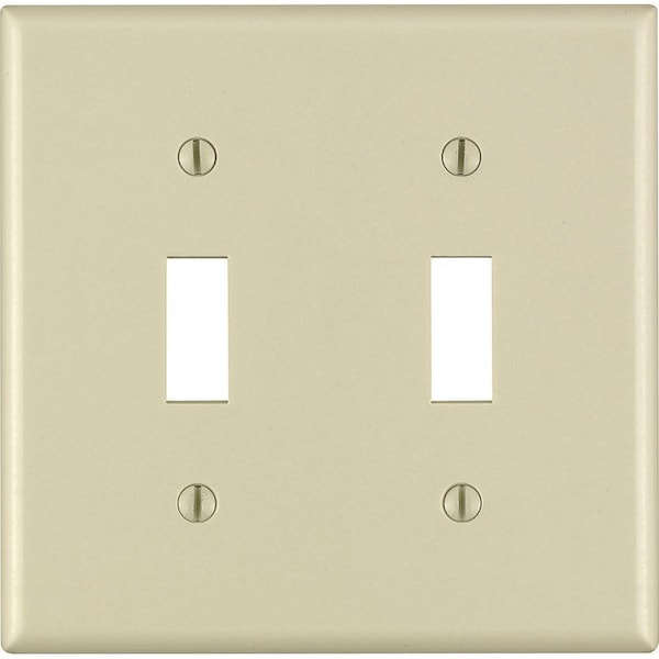 Leviton Ivory 2 gang Thermoset Plastic Toggle Wall Plate - 86009-000