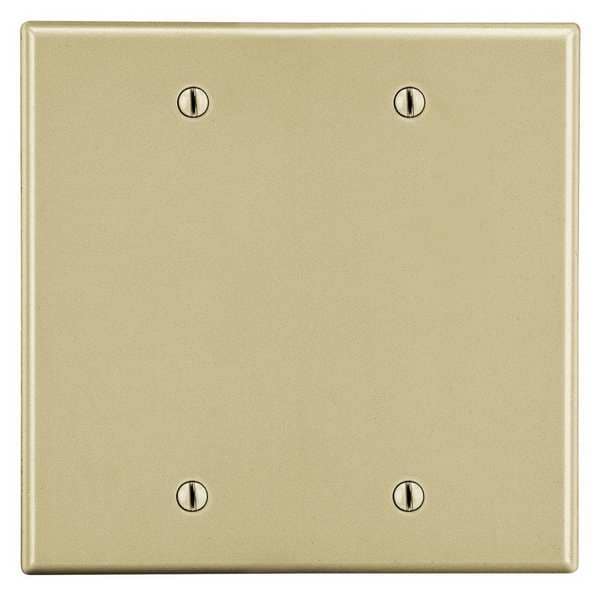 Hubbell Blank Box Mount Wall Plate, Number of Gangs: 2 Plastic, Smooth Finish, Ivory - PJ23I