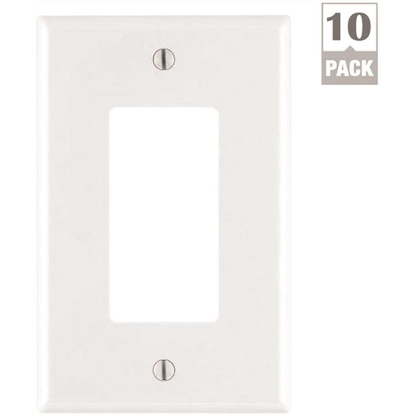Leviton Decora 1-Gang White Decorator/Rocker Midway Nylon Wall Plate, 10PK - M52-0PJ26-0WM