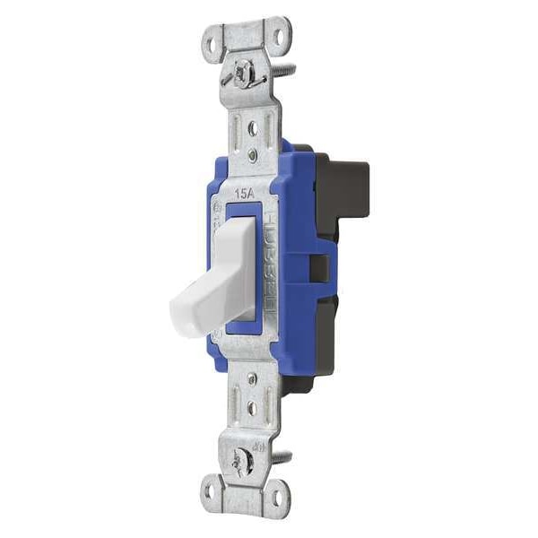 Hubbell Wall Swtch, 1-Pole, 120/277V, 15A, Wht, Toggl - SNAP1201WNA