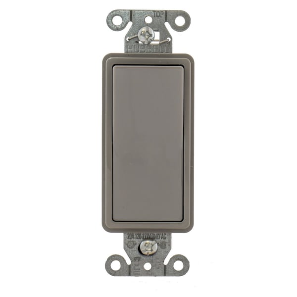 Hubbell Wall Swtch, 1-Pole, 120/277V, 20A, Gry, Rockr - DS120GY
