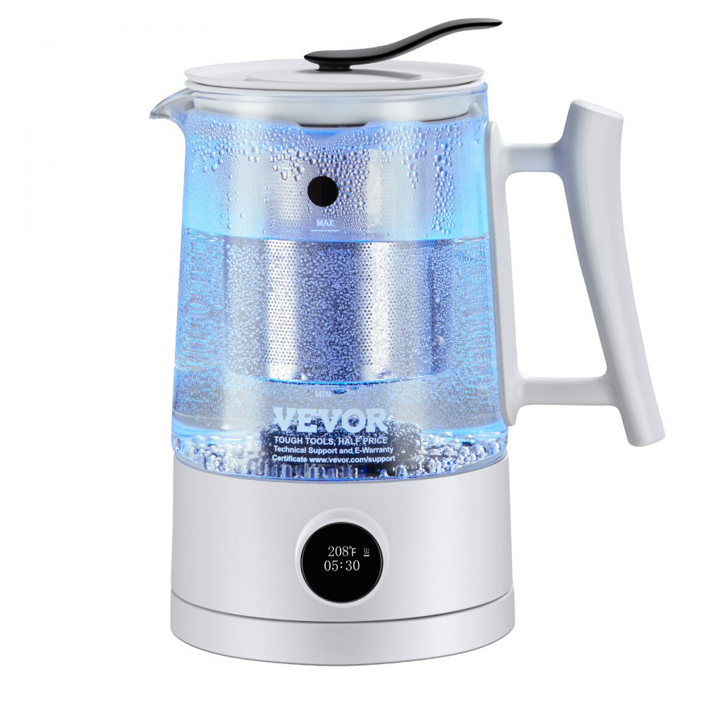 VEVOR Hydrogen Water Pitcher Generator, 1.5 L / 52.8 oz Large Capacity Hydrogen Generator Water Kettle, SPE and PEM Technology, Hydrogen Rich Water Ionizer Machine for Brewing Coffee or Tea - QSHFQSPGSYBLVU4RUV1
