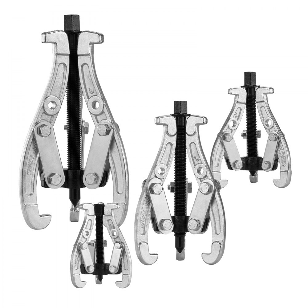 VEVOR Gear Puller Set, 3" 4" 6" 8" Puller Kit, 3 Jaw Gear Bearing Flywheel Pulley Removal Tool, 2 or 3 Reversible Jaws Wheel Puller, Vertically and Horizontally, External and Internal, 4-Piece - ZSLM43468INCHX86GV0