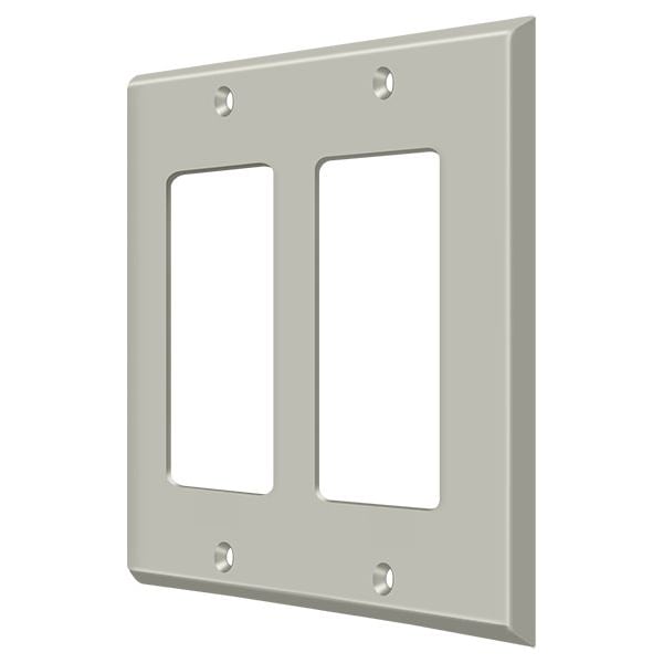 Deltana Double Rocker Switch Plate, Number of Gangs: 2 Solid Brass, Brushed Nickel Finish - SWP4741U15