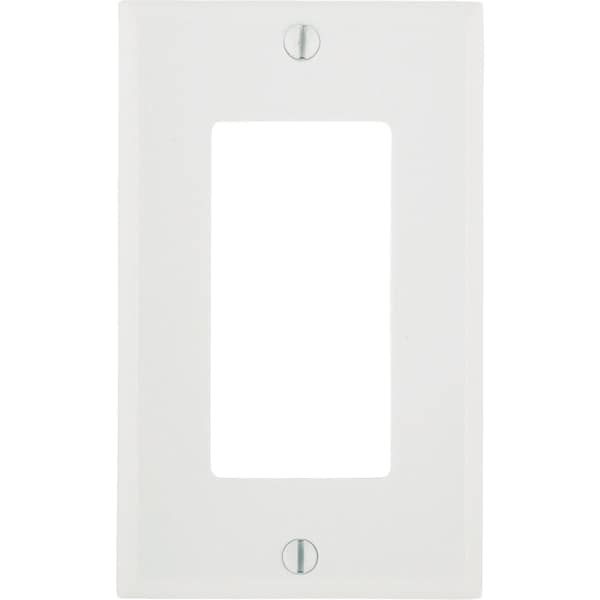 Leviton Decora 1-Gang Smooth Plastic Rocker Decorator Wall Plate, White - 021-80401-00W