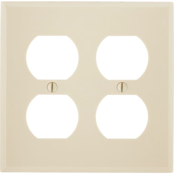Leviton 2-Gang Smooth Plastic Outlet Wall Plate, Ivory - 001-86016