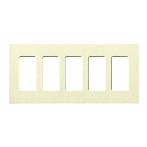 Lutron Designer Wall Plates, Number of Gangs: 5 Thermoset, Gloss Finish, Almond - CW-5-AL