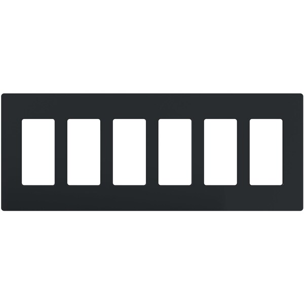 Lutron Designer Wall Plates, Number of Gangs: 6 Thermoset, Gloss Finish, Black - CW-6-BL