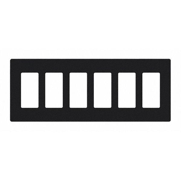 Lutron Designer Wall Plates, Number of Gangs: 6 Thermoset, Gloss Finish, Black - CW-6-BL
