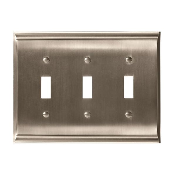 Amerock Candler 3 Toggle Wall Plates, Number of Gangs: 3 Zinc, Satin Nickel Finish - BP36502G10