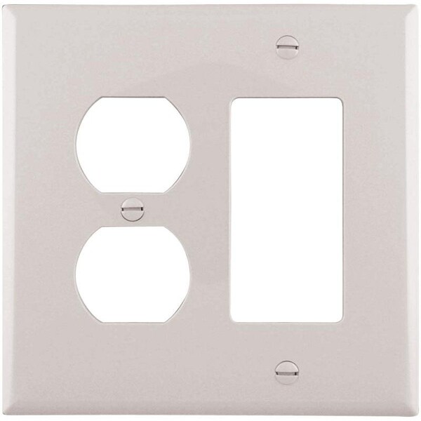 Eaton Wiring Devices Combination Wallplate, 478 in L, 41516 in W, 2 Gang, Polycarbonate, White - PJ826W