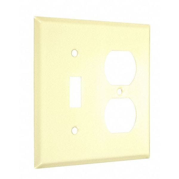 Taymac Toggle/Duplex Standard Wall Plates, Number of Gangs: 2 Metal, Smooth Finish, Ivory - WI-TD