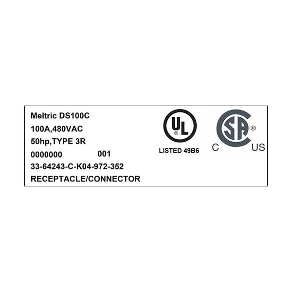 Meltric 33-64243-C-K04-972-352 RECEPTACLE STRAIGHT INSERTION - 33-64243-C-K04-972-352