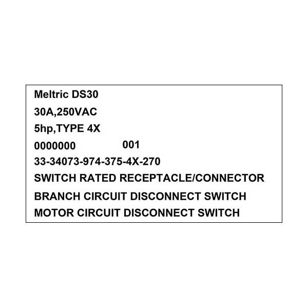 Meltric 33-34073-974-375-4X-270 RECEPTACLE MUSHROOM PAWL TYPE 4X WATERTIGHTNES - 33-34073-974-375-4X-270