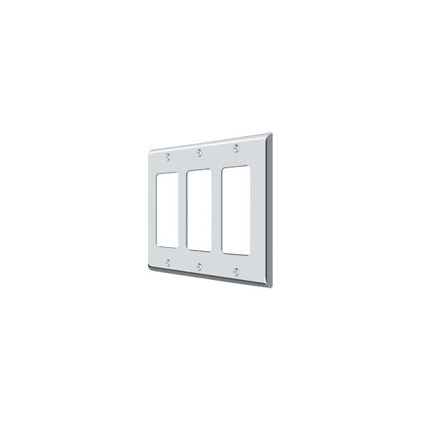 Deltana Triple Rocker Switch Plate, Number of Gangs: 3 Solid Brass, Polished Chrome Plated Finish - SWP4740U26