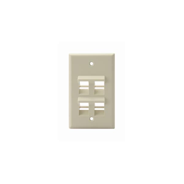 Leviton 4-Port Angled Wallplate Unload, 1-Gang Used W/Snap-In Modules - 41081-4IP