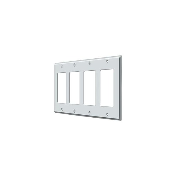 Deltana Quadruple Rocker Switch Plate, Number of Gangs: 4 Solid Brass, Polished Chrome Plated Finish - SWP4744U26