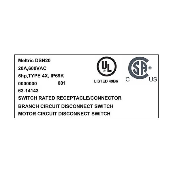 Meltric 63-14143 RECEPTACLE - 63-14143